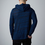 Long-Sleeve Hooded Henley // Navy (M)