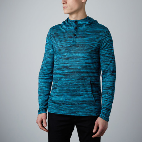 Long-Sleeve Hooded Henley // Turquoise (S)