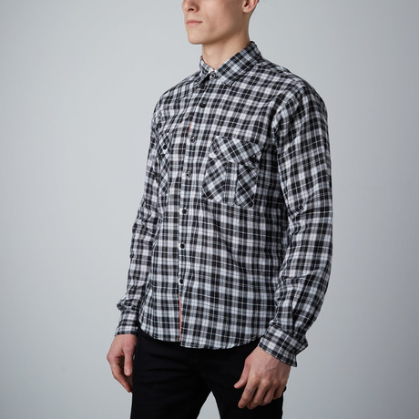 Long-Sleeve Plaid Shirt // Black (S)