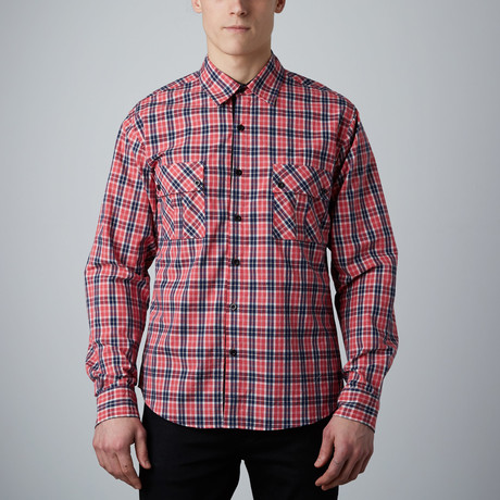 Long-Sleeve Plaid Shirt // Red (S)