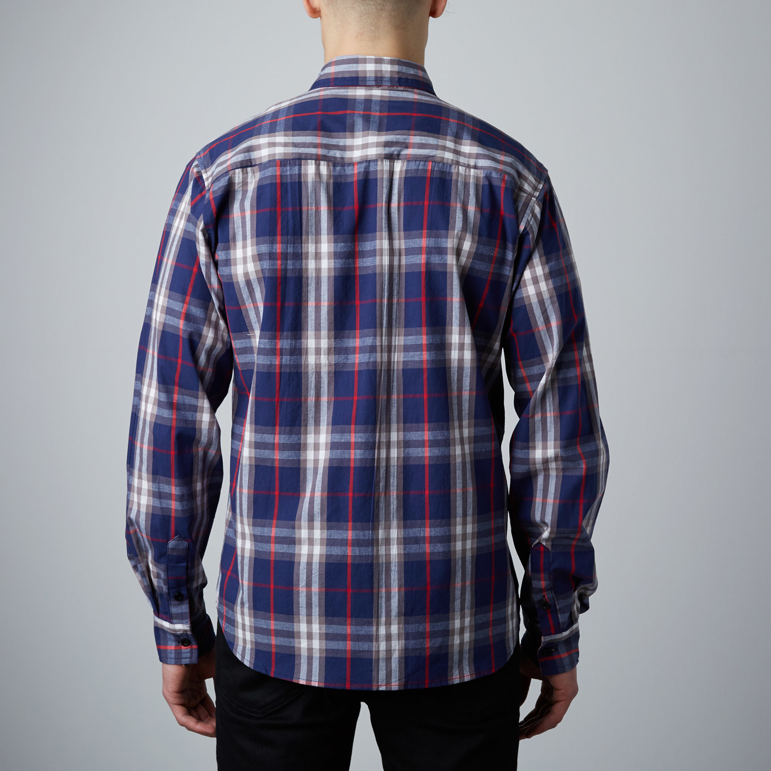 Long-Sleeve Plaid Shirt // Blue + Red (S) - Something Strong - Touch of ...