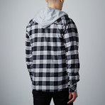Hooded Flannel Shirt // Black + White (L)