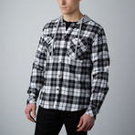 Hooded Flannel Shirt // White + Charcoal (2XL)
