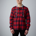 Hooded Flannel Shirt // Red (M)