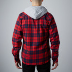 Hooded Flannel Shirt // Red (S)