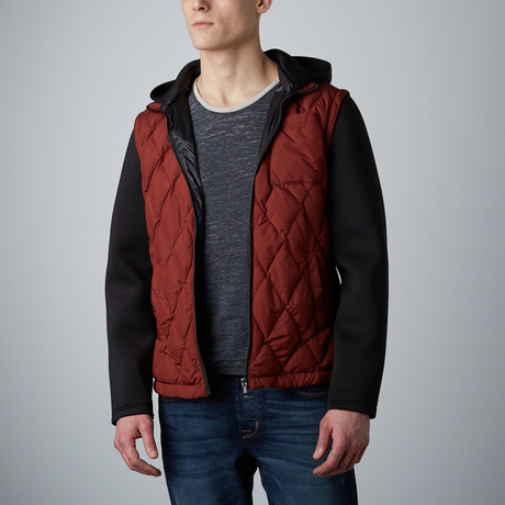 Detachable Contrast Sleeve Jacket // Wine Red (S)