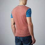 Contrast Sleeve V-Neck Burnt T-Shirt // Rustic Brown (S)
