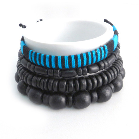 Electric Wood + Thread Bracelets // Set of 4