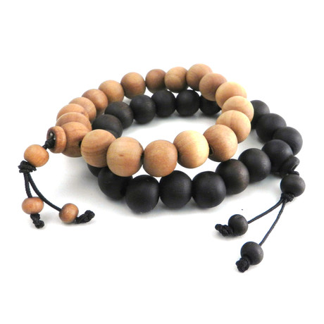 Wood Prayer Bead Bracelets // Set of 2