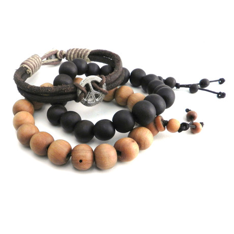 Wood Prayer Bead // Peace Bracelets // Set of 3