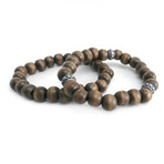 Wood + Pewter Bead Bracelets // Set of 2