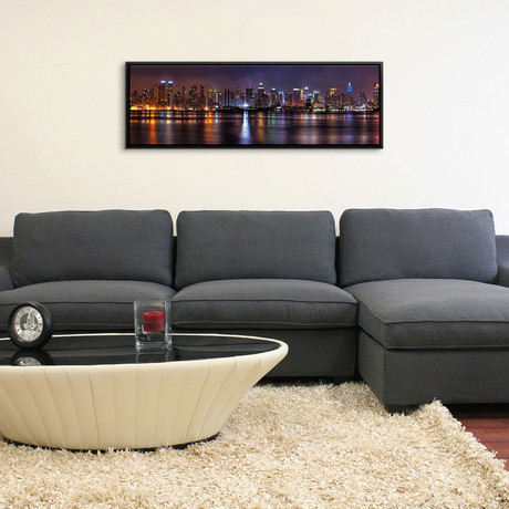 New York Panoramic Skyline (Night) (36"W x 12"D x 1.5"D)