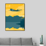 Vintage Plane Over the Mountains (16"W x 20"H x 1.5"D)