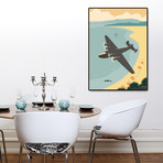 Vintage Plane Over The Beach (16"W x 20"H x 1.5"D)