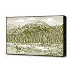 Woodcut Vintage Mountain (20"W x 16"H x 1.5"D)