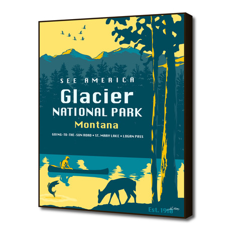 See America // Glacier National Park Montana Travel Poster (16"W x 20"H x 1.5"D)