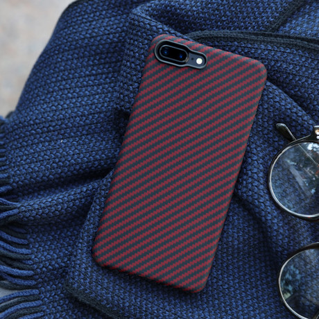 Aramid Fiber Minimalist Phone Case // Black + Red Twill (iPhone 6/6S)