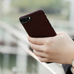 Aramid Fiber Minimalist Phone Case // Black + Red Twill (iPhone 6/6S)