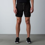RPM Work Out Short // Black + Olive (XL)