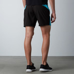 RPM Work Out Short // Black + Cyan (S)