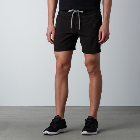 RPM Work Out Short // Black + Silver (XL)