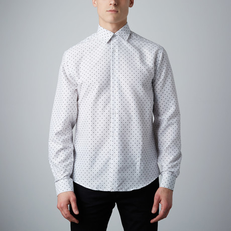 Ronald Long-Sleeve Fleur-de-lis Shirt  // White (S)