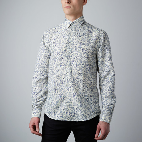 Ronald Long-Sleeve Floral Shirt  // Navy (S)