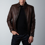 Regency by Lamarque // Baeden Zip Leather Jacket // Brown (M)