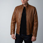 Regency by Lamarque // Callum Zip Leather Jacket // Camel (S)