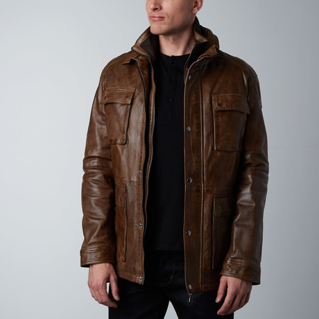 Regency by Lamarque // Jacob Snap Leather Jacket // Mud (S)