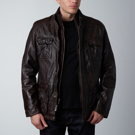 Regency by Lamarque // Mason Patch Leather Jacket // Dark Brown (S)