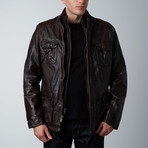 Regency by Lamarque // Mason Patch Leather Jacket // Dark Brown (L)