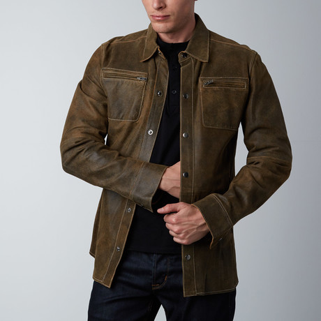 Regency by Lamarque // Zachary Matte Leather Shirt Jacket // Antique Brown (S)