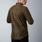 Regency by Lamarque // Zachary Matte Leather Shirt Jacket // Antique Brown (S)