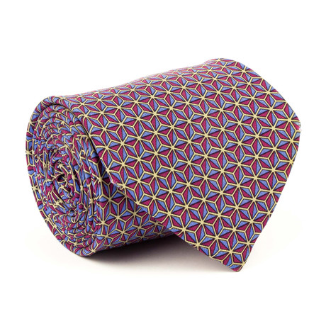 Hexagon Tie // Maroon + Purple + Yellow