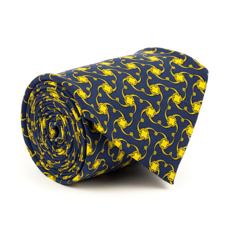 Geometric Swirl Tie // Navy + Yellow
