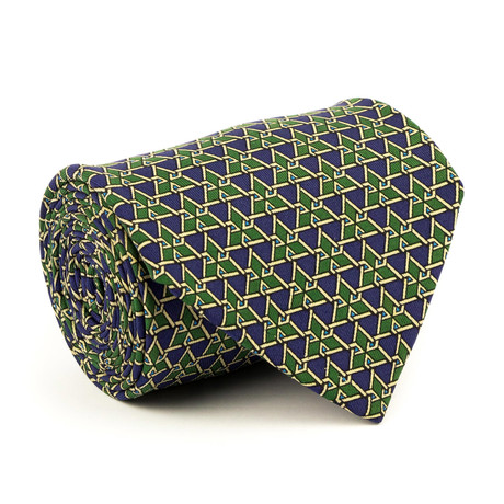 Linking Triangle Tie // Navy + Green + Tan