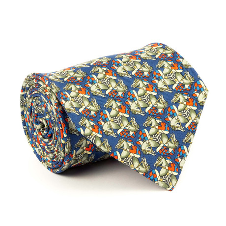 Racehorse Tie // Blue + Red + Grey