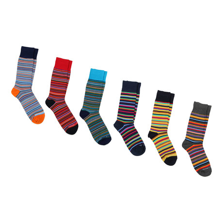 Mid-Calf Socks // Stripes on Stripes // Pack of 6