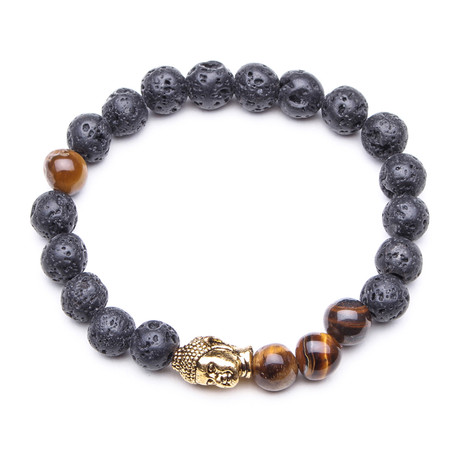 Buddha Bracelet // Lava Stone // Blue