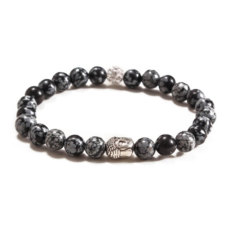 Buddha Bracelet // Snowflake Stone // Grey