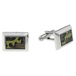 Stainless Steel Cufflinks (Green Camo)