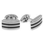 Stainless Steel Cufflinks // Black Onyx Stripes