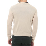 Embroidered Crew Neck Sweater // Beige (XL)
