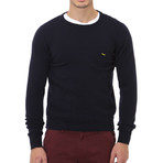 Embroidered Crew Neck Sweater // Navy (M)
