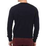 Embroidered Crew Neck Sweater // Navy (L)