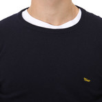 Embroidered Crew Neck Sweater // Navy (L)