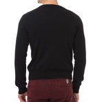 Embroidered Crew Neck Sweater // Black (XL)