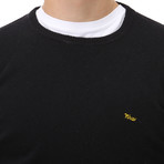Embroidered Crew Neck Sweater // Black (2XL)