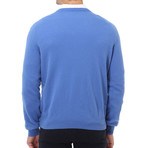 Embroidered V-Neck Sweater // Light Blue (2XL)